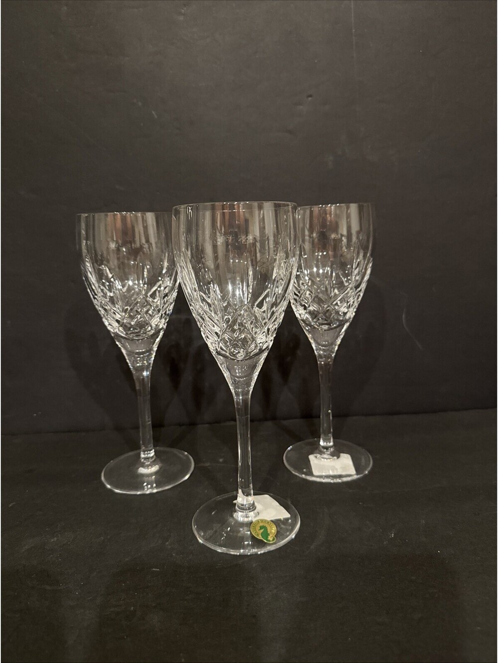 Waterford Crystal (3) Lismore Nouveau Wine Glasses 8.25” H By 3” W